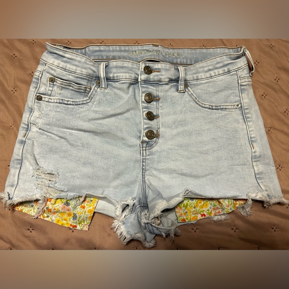 American Eagle Ne(x)t Level High-Waisted Denim Short Short size 10